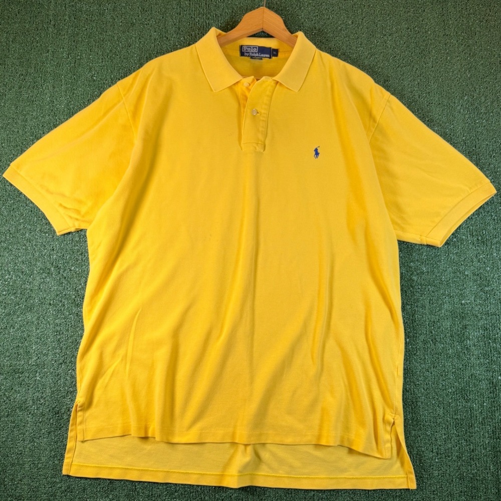 Polo Ralph Lauren Polo Shirt Mens XL Yellow Good Made in USA Cotton Pique Pony